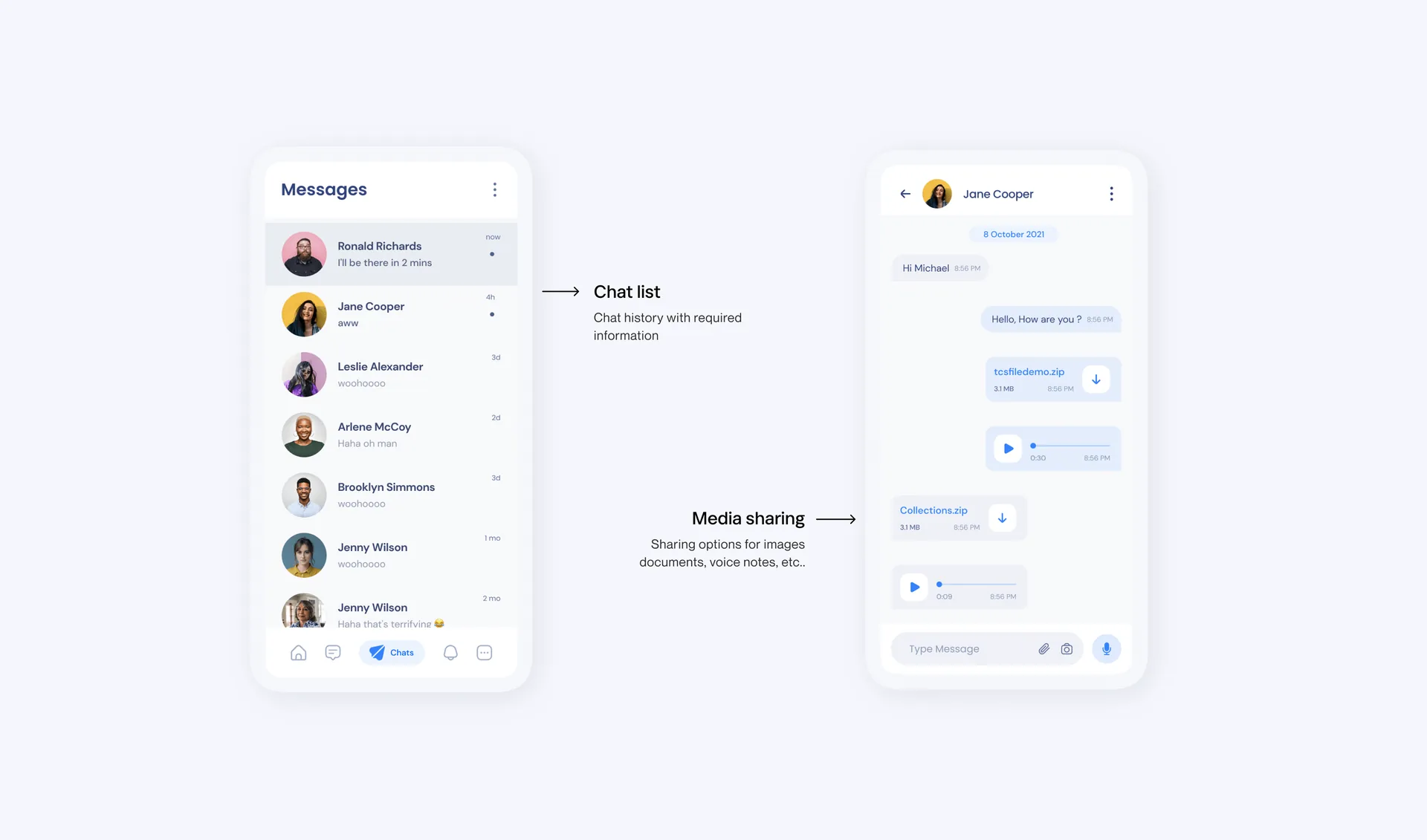 In-app messaging screen