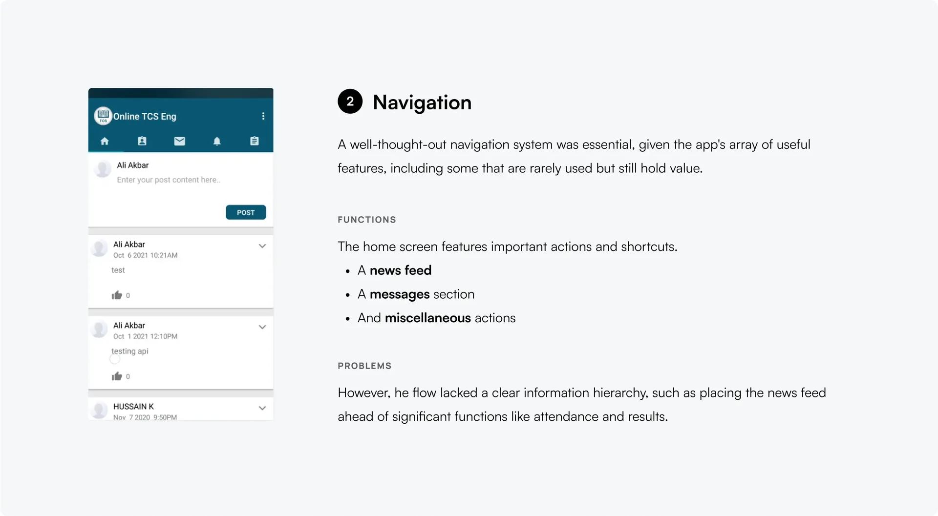Navigation in the old app